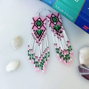 Dangle pink bead Women's Earrings - Image 3