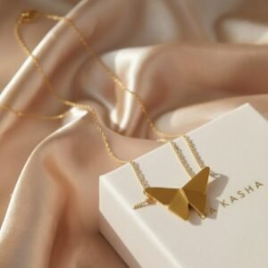 Origami Butterfly handmade Pendant Necklace - Image 2
