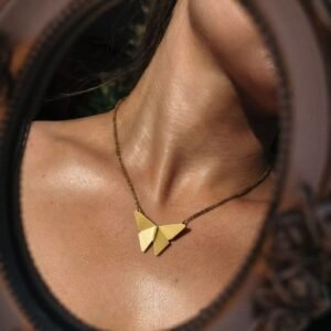 Origami Butterfly handmade Pendant Necklace - Image 1