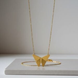 Origami Butterfly handmade Pendant Necklace - Image 4