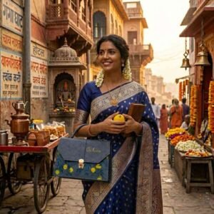 Women Blue Handmade Handbag EXCLUSIVE COLLECTION - Image 5