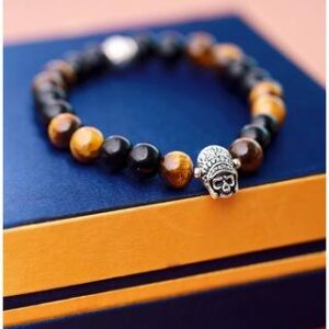 Tiger's Eye Skull Men Bracelet - Image 1