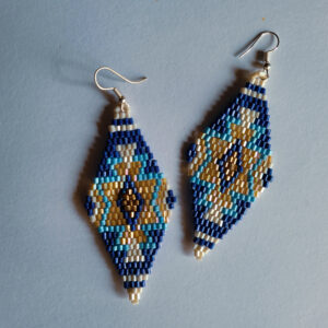 Brick stitch blue bead Women's Earrings - Image 1