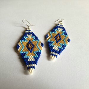 Brick stitch blue bead Women's Earrings - Image 2