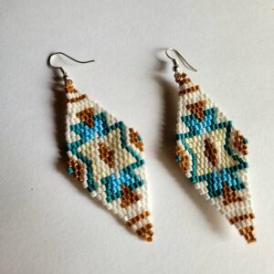 Brick stitch white bead Women's Earrings - Image 2
