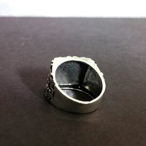 Oxidized Carved Flowers Spades Men's Ring - Image 8