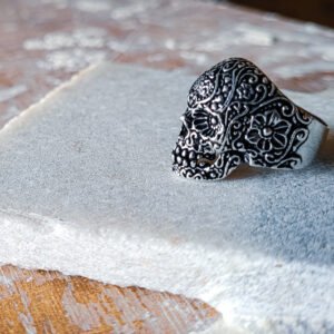 Oxidized Biker Skull Head Vintage Men's Ring - Image 3