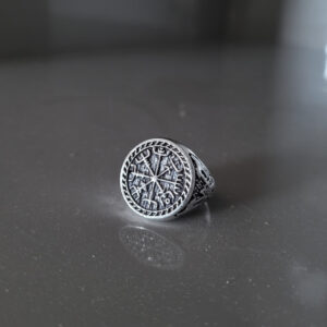 Oxidized Norse Axe Viking Antique Men's Ring - Image 3