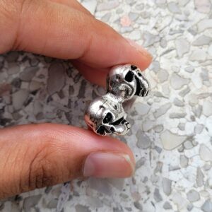 Oxidized Twin Skulls Men's Ring - Image 6