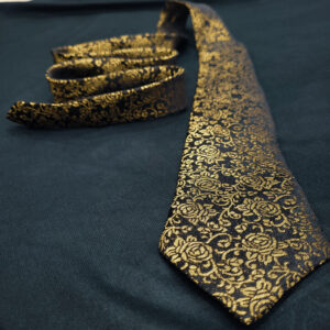 Banarasi brocade silk Black Golden Handmade Necktie EXCLUSIVE COLLECTION - Image 4