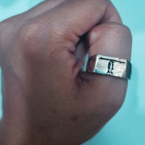 Oxidized Engraved Seabird Men's Ring - Image 5