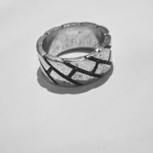 Oxidized Herringbone Brick Men's Ring - Image 3