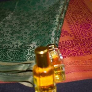 Teal green & Golden dual-tone Banarasi Handmade Silk Scarf (Limited Edition) - Image 2