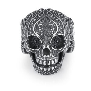 Oxidized Biker Skull Head Vintage Men's Ring - Image 6