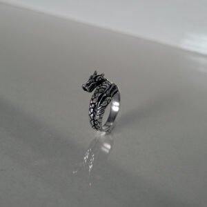 Oxidized Double Head Dragon Men's Ring - Image 5