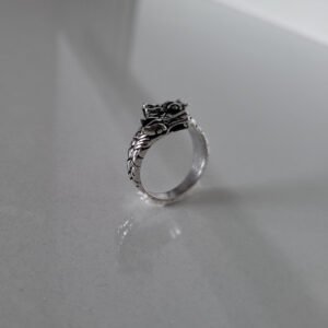 Oxidized Double Head Dragon Men's Ring - Image 2