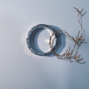 Oxidized Herringbone Brick Men's Ring - Image 1