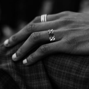 Oxidized Herringbone Brick Men's Ring - Image 2