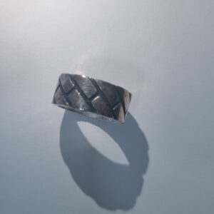 Oxidized Herringbone Brick Men's Ring - Image 6