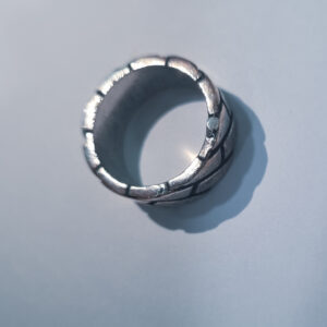 Oxidized Herringbone Brick Men's Ring - Image 4