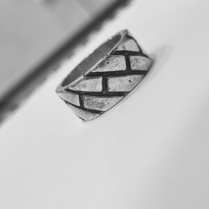 Oxidized Herringbone Brick Men's Ring - Image 5