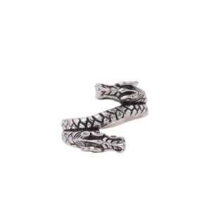 Oxidized Double Head Dragon Men's Ring - Image 3