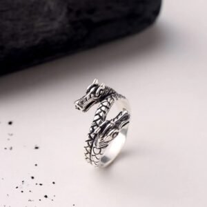 Oxidized Double Head Dragon Men's Ring - Image 4