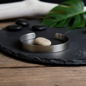 Silver Stainless Steel Cuff Men Bracelet - Image 3