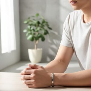 Silver Stainless Steel Cuff Men Bracelet - Image 2