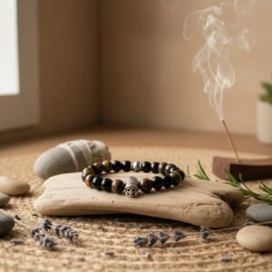 Tiger's Eye Skull Men Bracelet - Image 1
