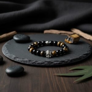 Tiger's Eye Skull Men Bracelet - Image 2