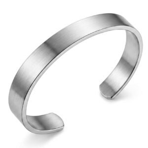 Silver Stainless Steel Cuff Men Bracelet - Image 5