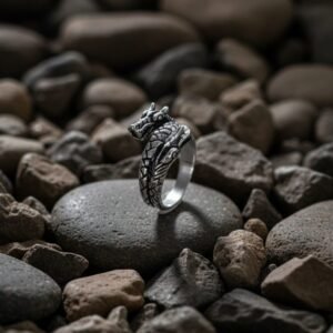 Oxidized Double Head Dragon Men's Ring - Image 4