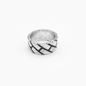 Oxidized Herringbone Brick Men's Ring - Image 4