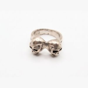 Oxidized Twin Skulls Men's Ring - Image 5