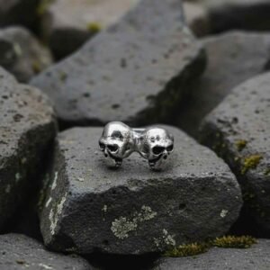 Oxidized Twin Skulls Men's Ring - Image 3