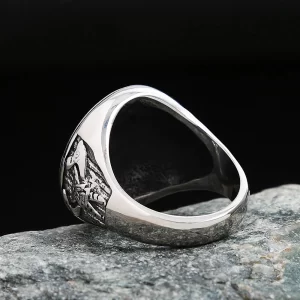 Oxidized Norse Axe Viking Antique Men's Ring - Image 4