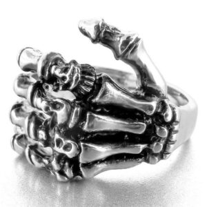 Oxidized Biker skull claw Men's Ring - Image 6