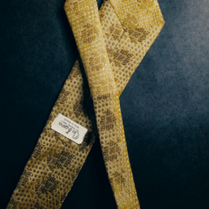 Banarasi brocade silk deep Cream yellow Handmade Necktie EXCLUSIVE COLLECTION - Image 4