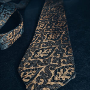 Banarasi Jacquard Grey Golden fabric Handmade Necktie EXCLUSIVE COLLECTION - Image 3