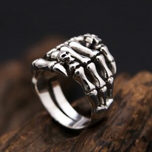 Oxidized Biker skull claw Men's Ring - Image 3