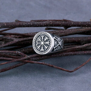 Oxidized Norse Axe Viking Antique Men's Ring - Image 2