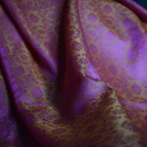 Purple & Golden dual-tone Banarasi Handmade Silk Scarf (Limited Edition) - Image 6