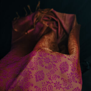 Purple & Golden dual-tone Banarasi Handmade Silk Scarf (Limited Edition) - Image 5