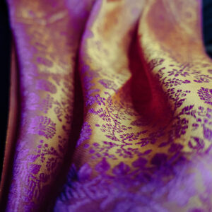 Purple & Golden dual-tone Banarasi Handmade Silk Scarf (Limited Edition) - Image 7