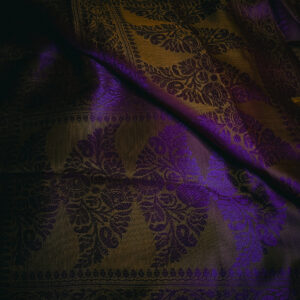 Purple & Golden dual-tone Banarasi Handmade Silk Scarf (Limited Edition) - Image 8
