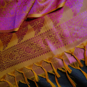 Purple & Golden dual-tone Banarasi Handmade Silk Scarf (Limited Edition) - Image 1