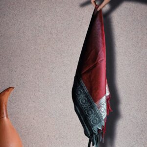 Maroon & Black Banarasi Brocade Handmade Silk Scarf - Image 1