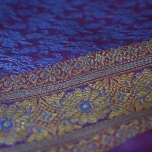 Red Purple Tone Banarasi Silk Scarf Handmade - Image 3