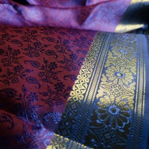 Red Purple Tone Banarasi Silk Scarf Handmade - Image 4